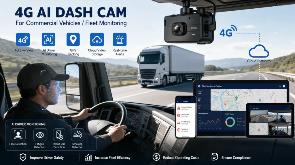 4g ai dash cam for commercial vehicles and fleet safety