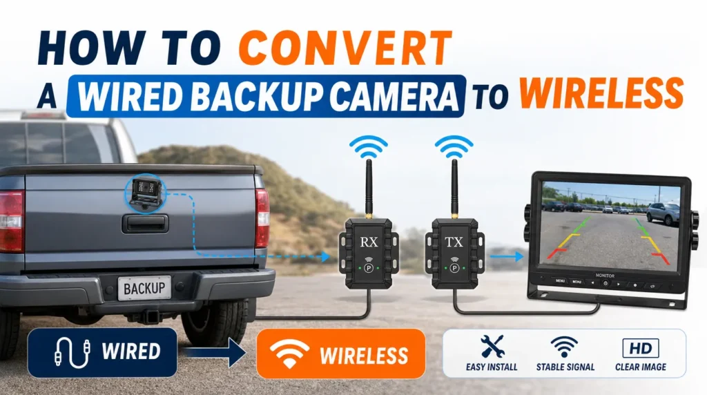 how to convert a wired backup camera to wireless