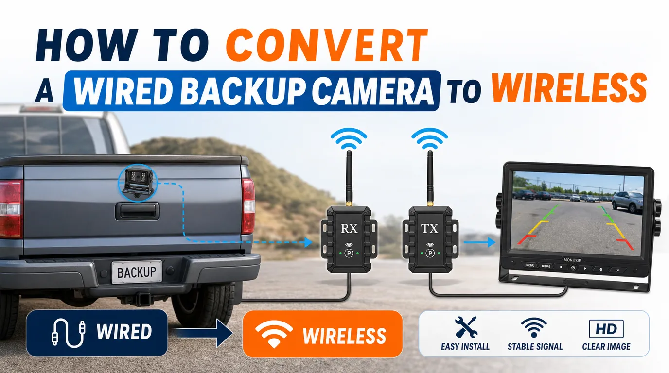 how to convert a wired backup camera to wireless