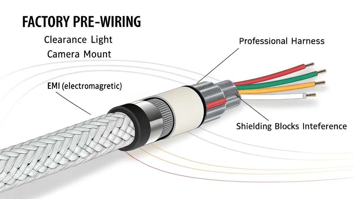 A simple diagram showing the flimsy 'pre-wired' power-only line in an RV