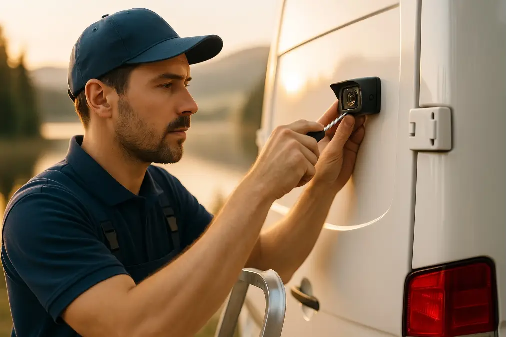a professional installation technician male in h