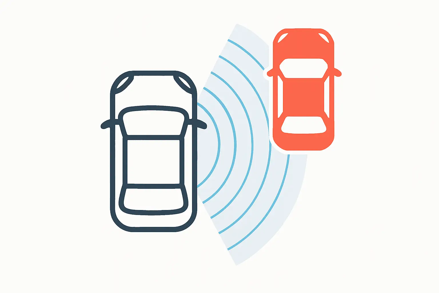 An icon showing a car with radar waves detecting another vehicle in its blind spot