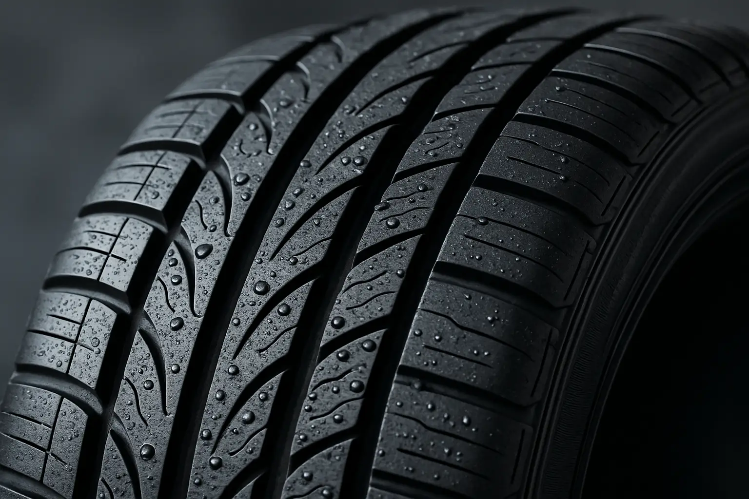A close-up shot showing the deep, sharp tread of a high-performance all-season tire