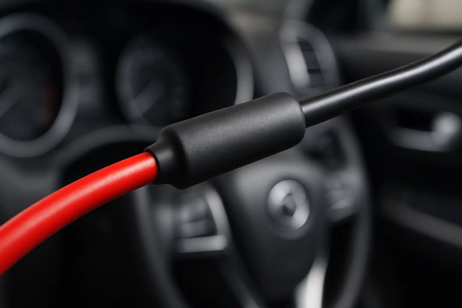 Close-up of securely soldered and taped wiring for a car accessory