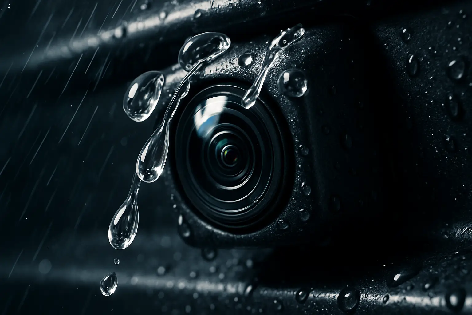 a backup camera with water beading off thanks to a hydrophobic coating