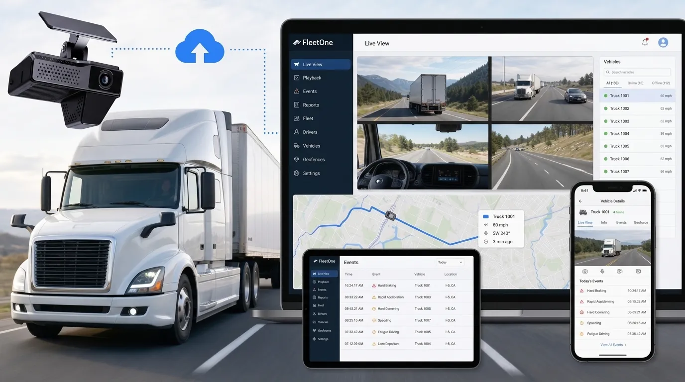 cloud dash cam remote live view and GPS tracking for fleet vehicles