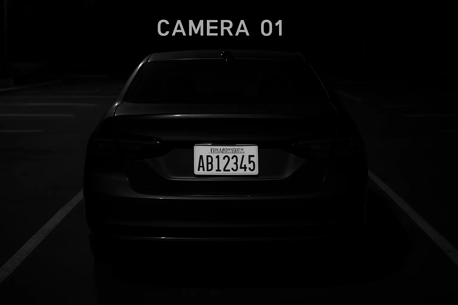 A clear image of a license plate at night thanks to Smart IR and DNR