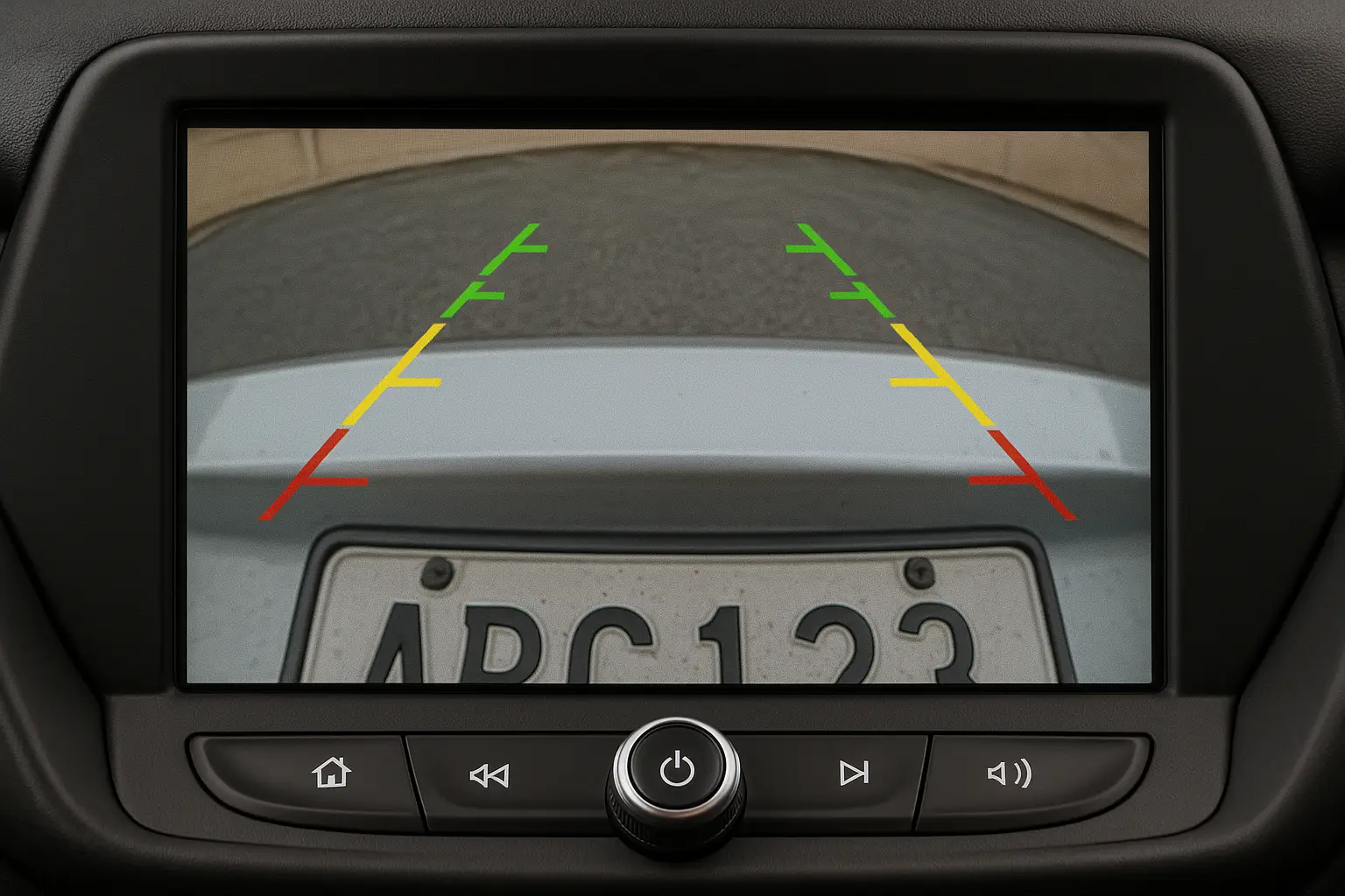 alt with keywords="Example of a poorly angled backup camera view"
