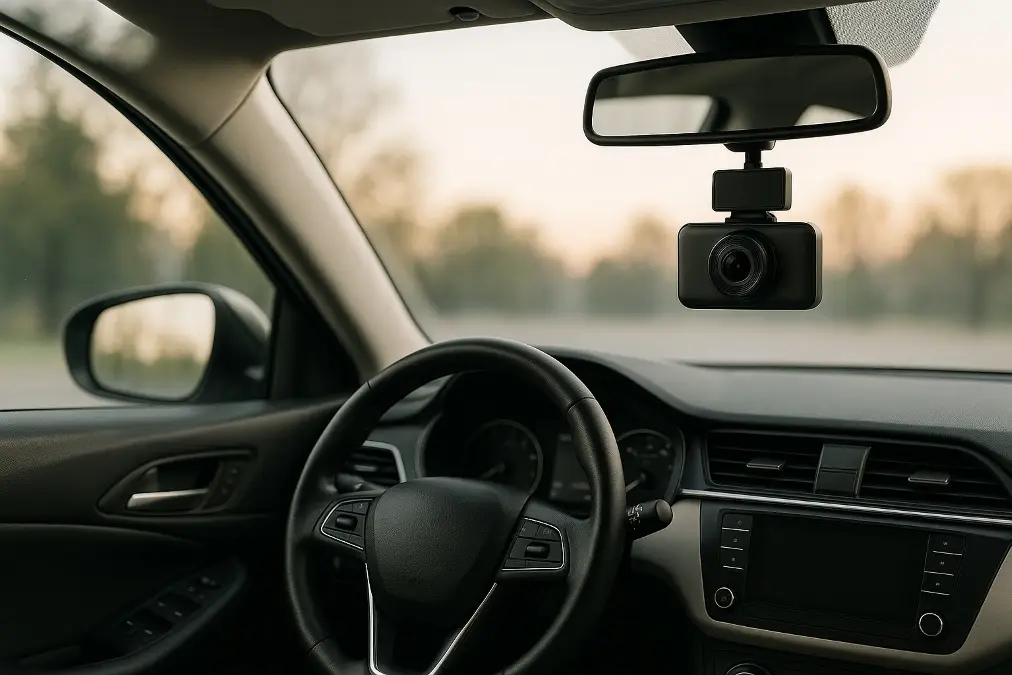 A perfectly integrated dash cam with no visible wires