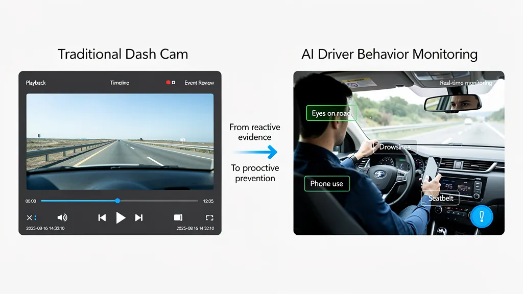 AI driver behavior monitoring vs dash cam