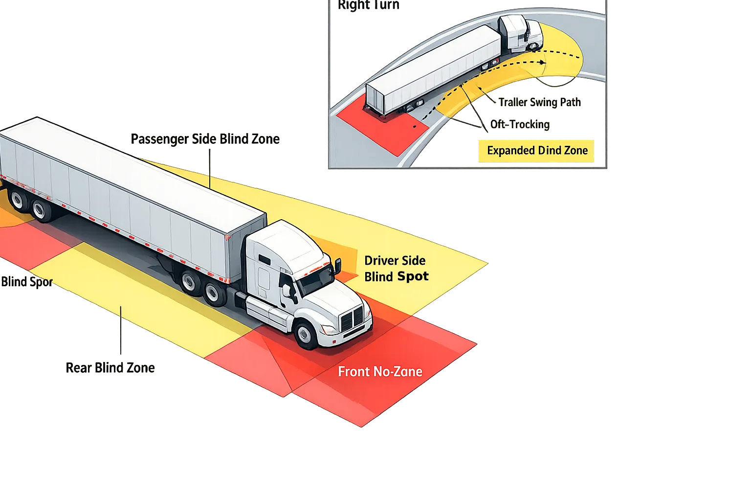 vehicle blind spot diagram for trucks and fleets