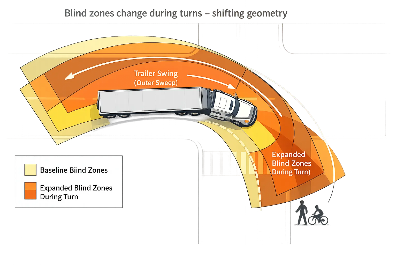 truck turning blind zones