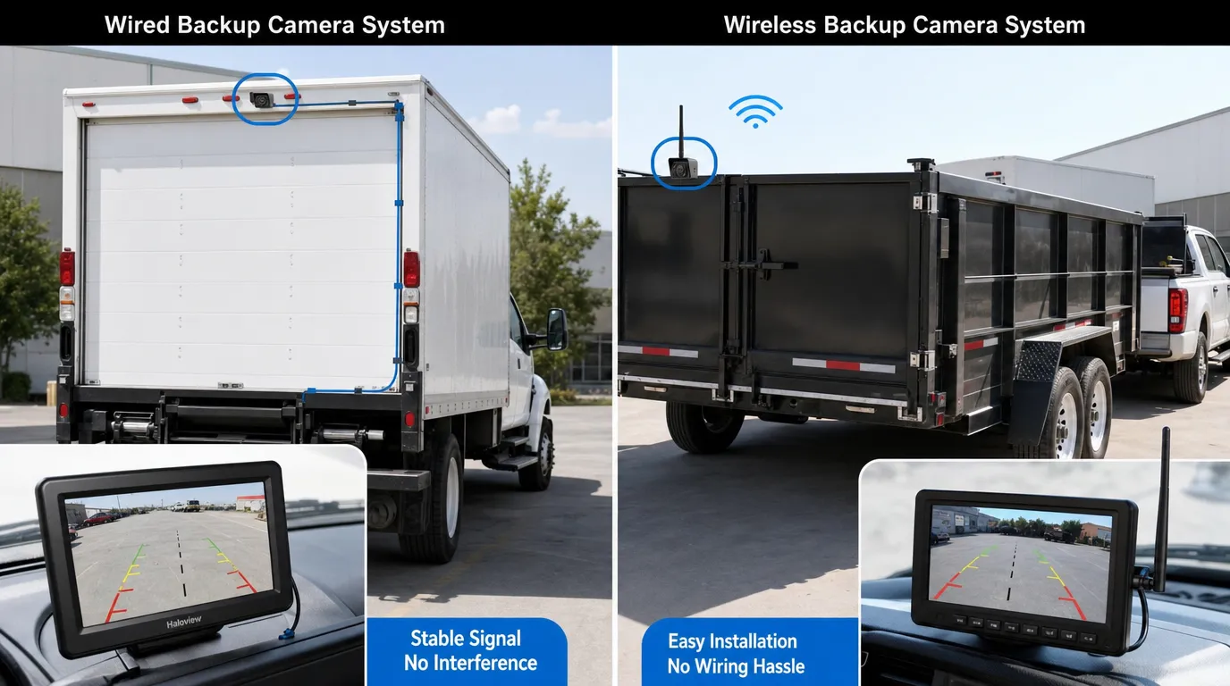 wired vs wireless backup camera systems for commercial vehicles