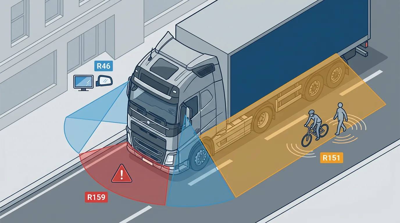 UNECE R46 R151 R159 compliance guide for commercial vehicle camera systems