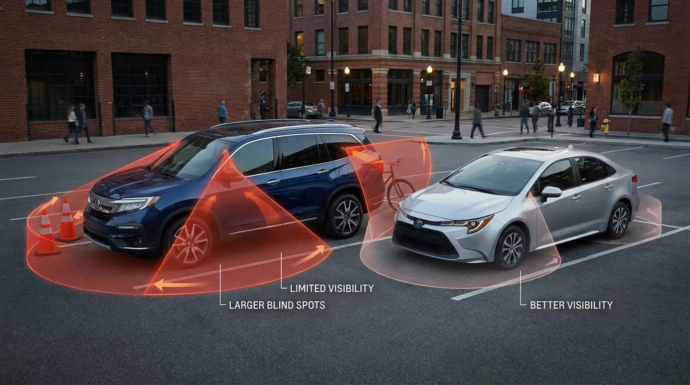 SUV blind spots compared with passenger cars