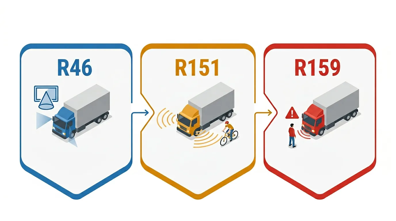 relationship between UNECE R46 R151 and R159