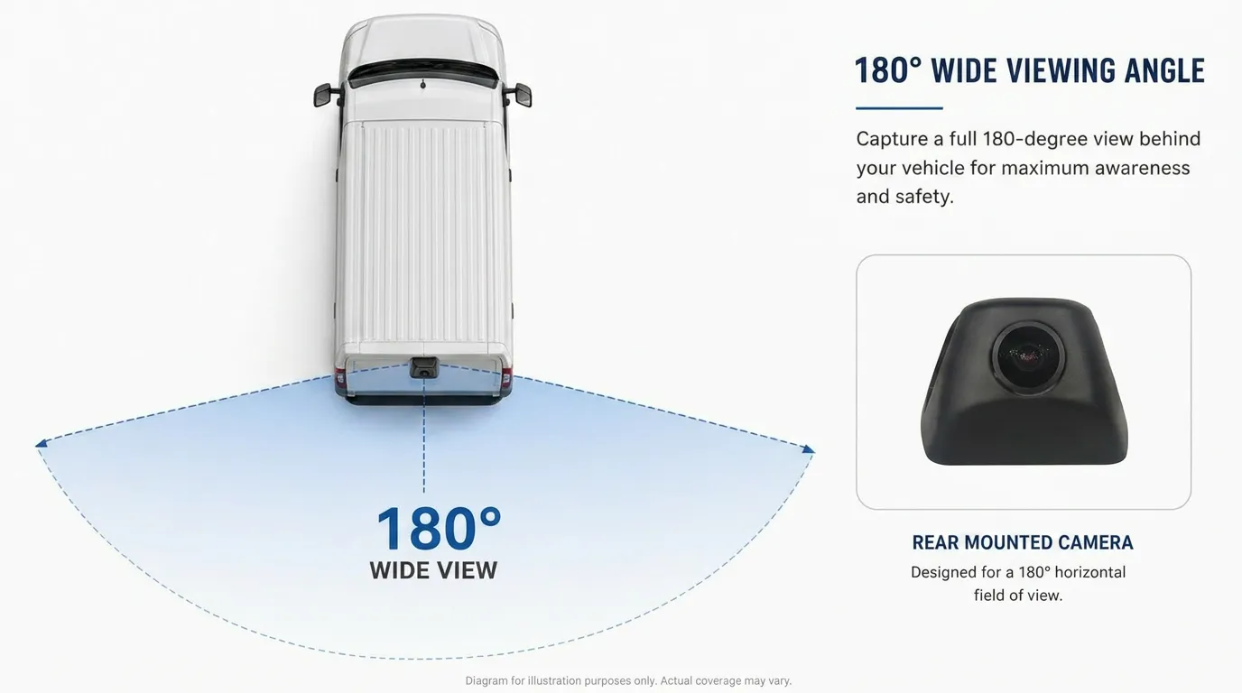 CA502-HD 180 degree wide viewing angle camera for vehicle blind spot monitoring