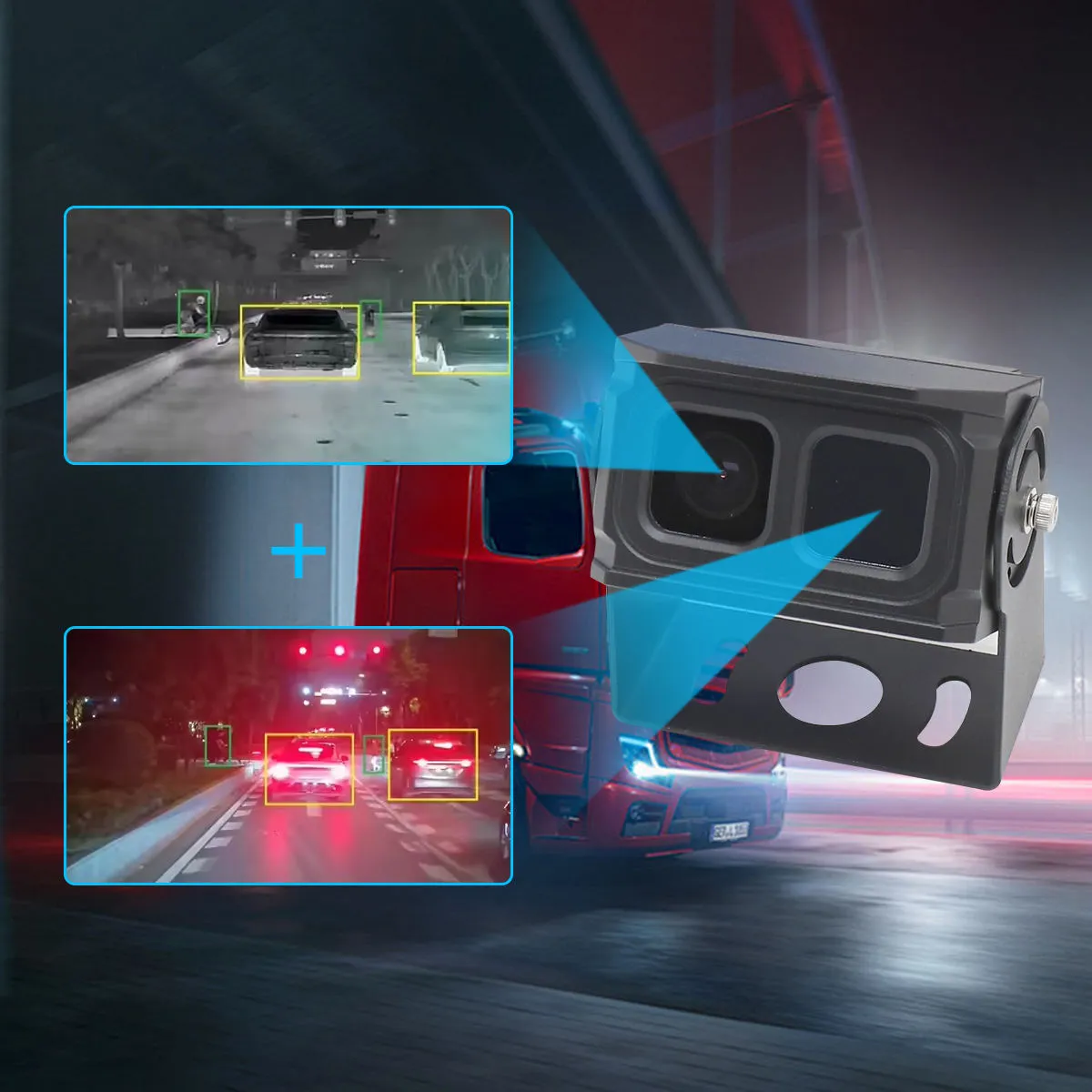 TH-AI01 visible light and thermal imaging dual-screen display with AI warning boxes