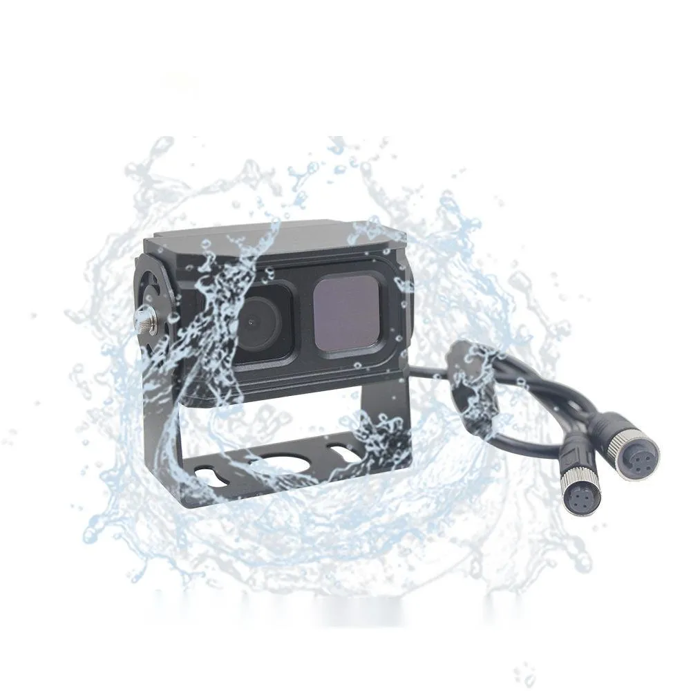 TH-AI01 thermal imaging AI camera dimension drawing and 4-pin aviation connector
