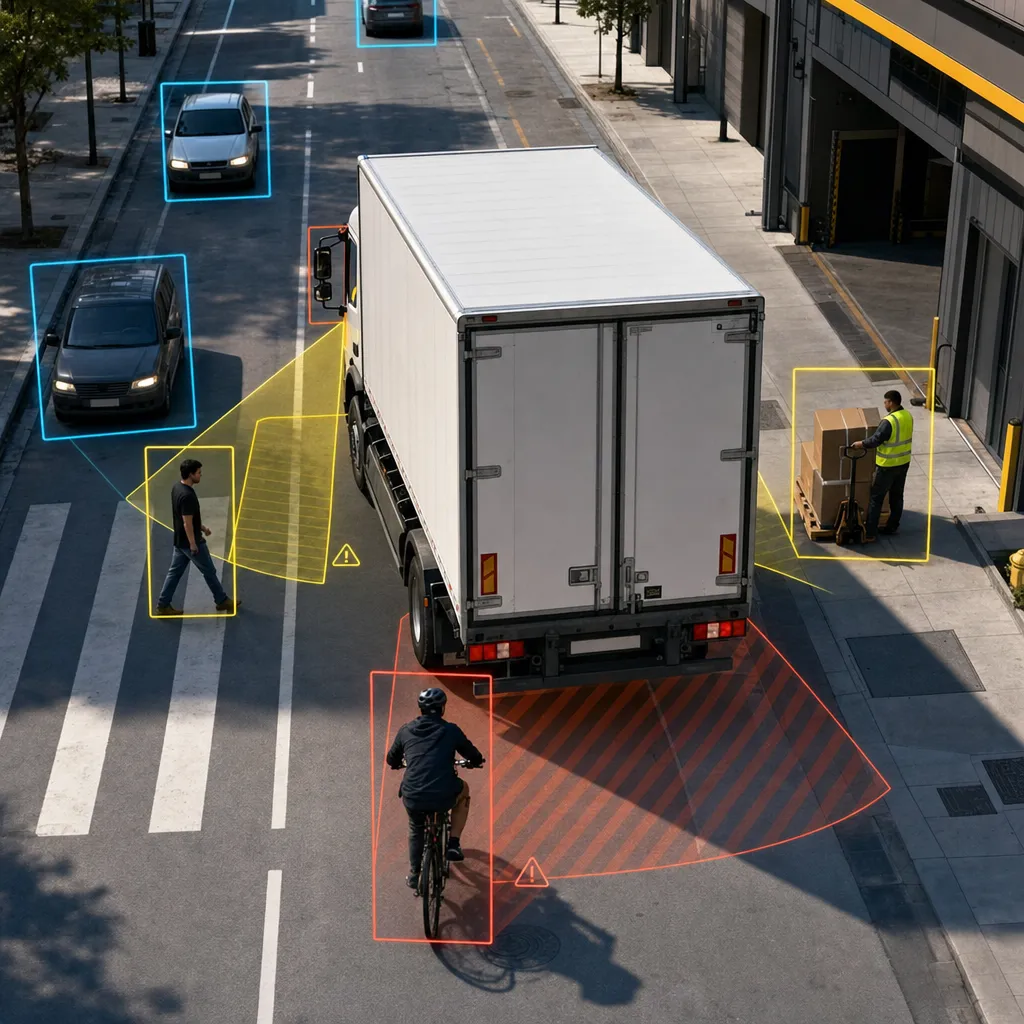 AI camera for truck blind spot monitoring