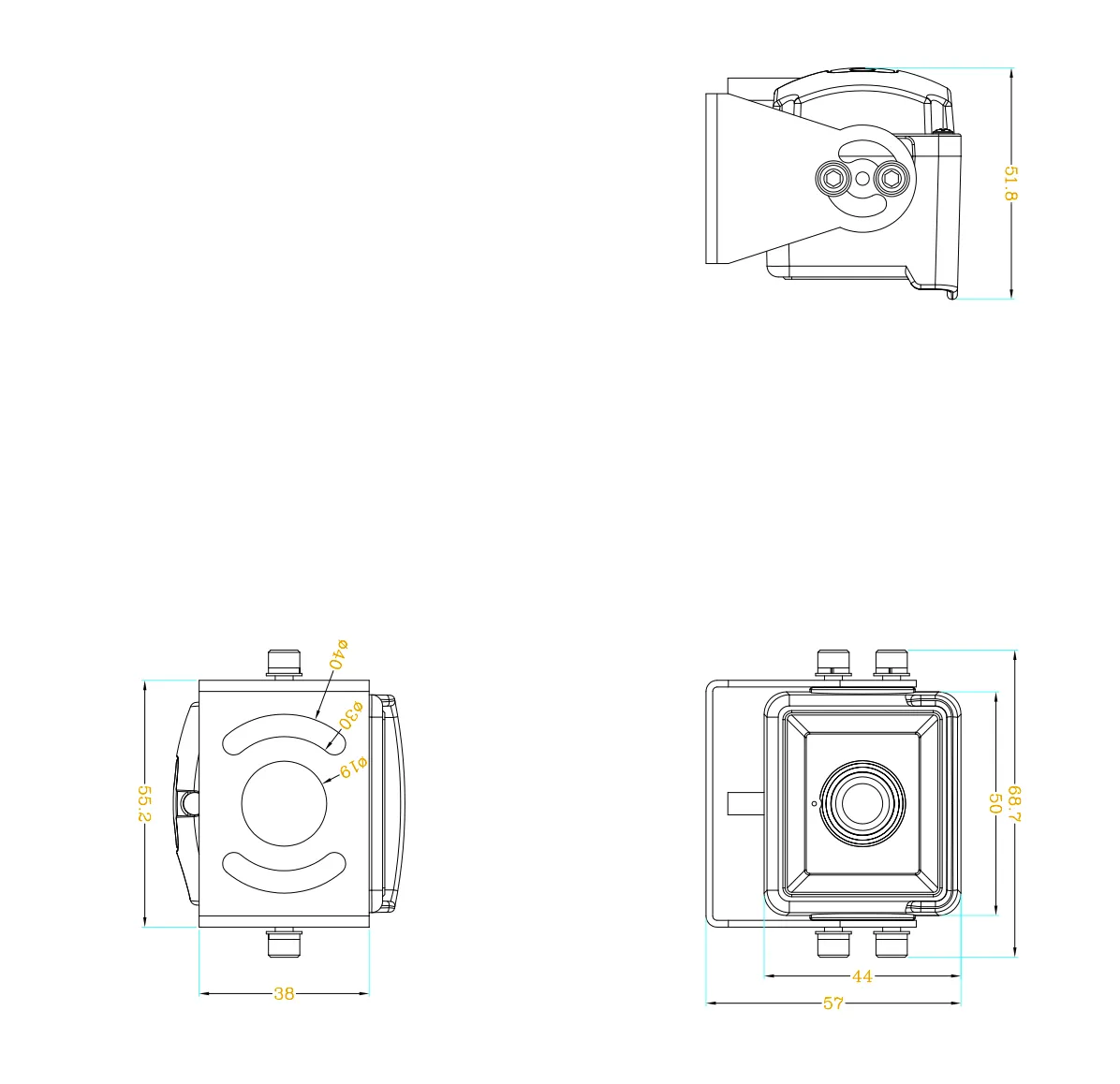 CA8088-HD vehicle camera dimension drawing
