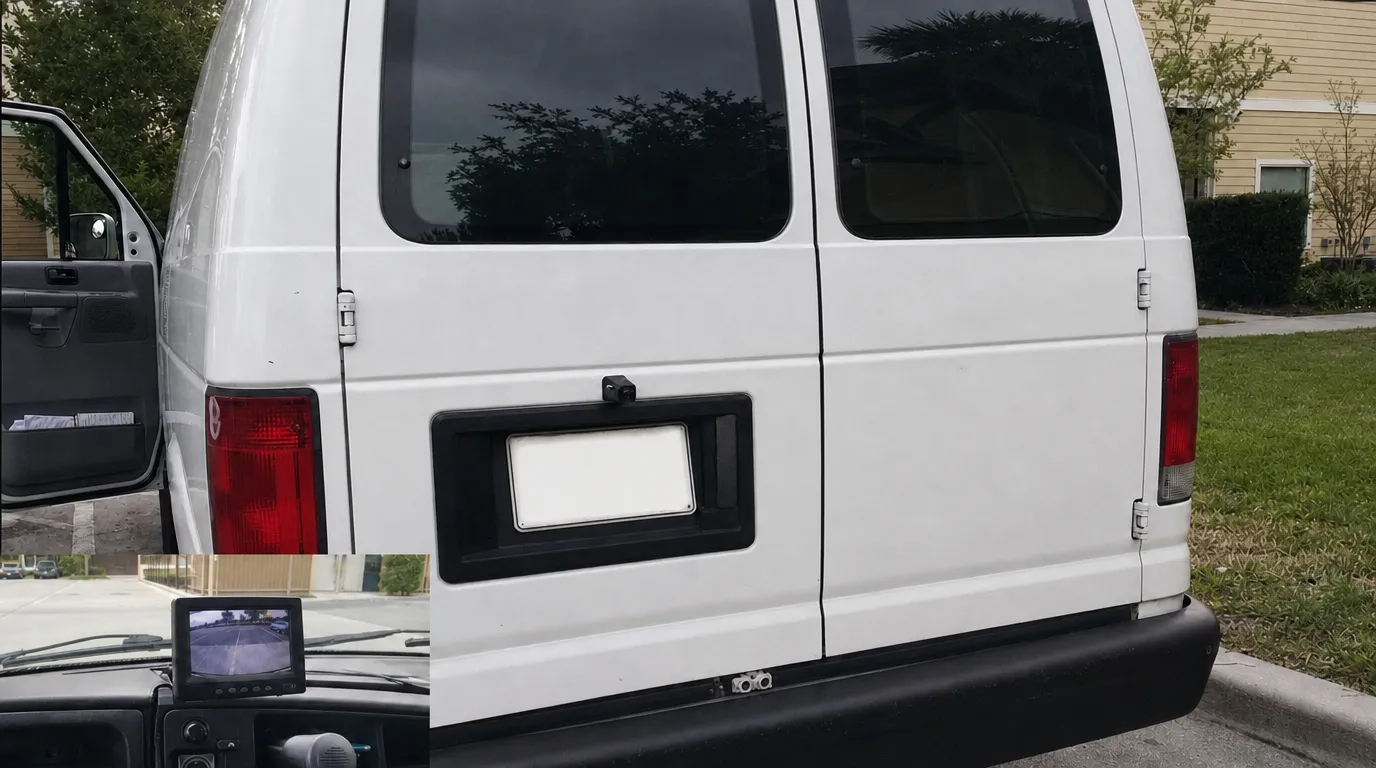 Five modern safety upgrades for older vehicles including backup camera, blind spot monitoring, parking sensors, ADAS, and TPMS