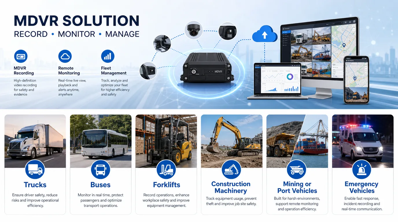 Mobile DVR applications for trucks buses forklifts construction machinery and fleet vehicles