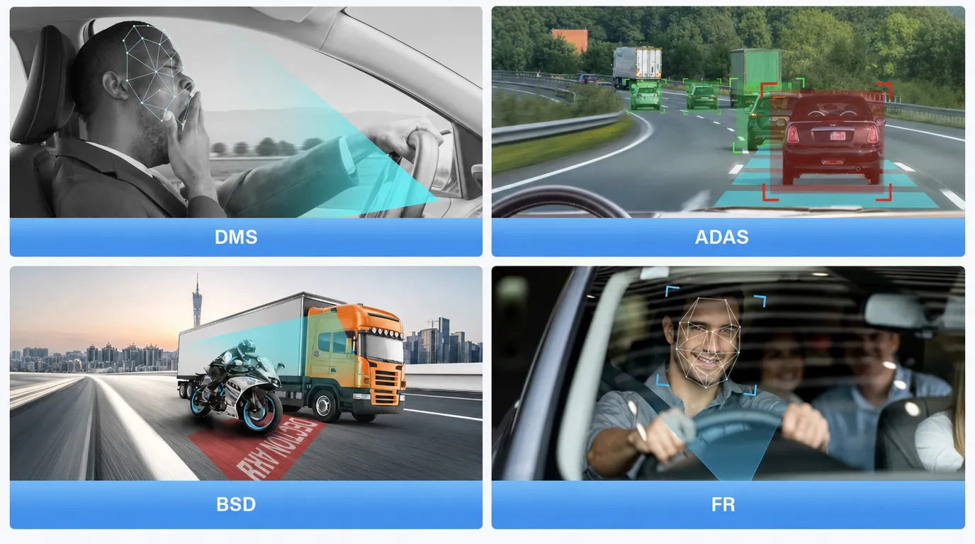Fleet management platform showing live vehicle video GPS map and AI alarm events