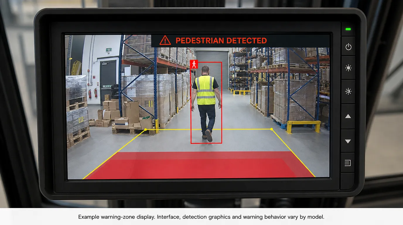 forklift ai pedestrian detection screen